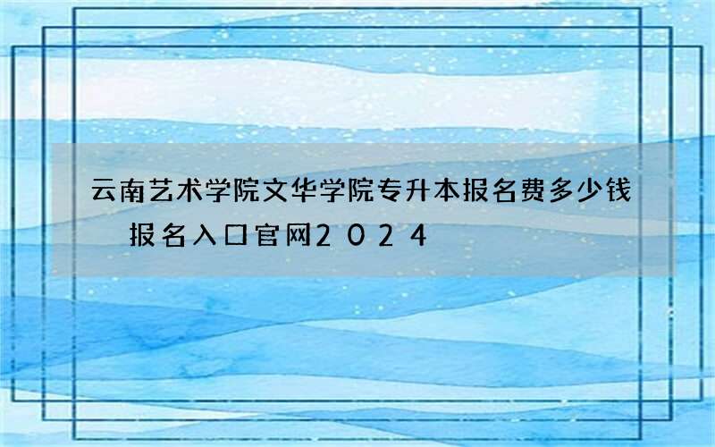 云南艺术学院文华学院专升本报名费多少钱 报名入口官网2024